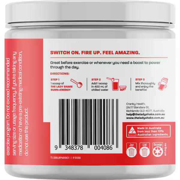 The Lady Shake Burn + Energy Raspberry 160g