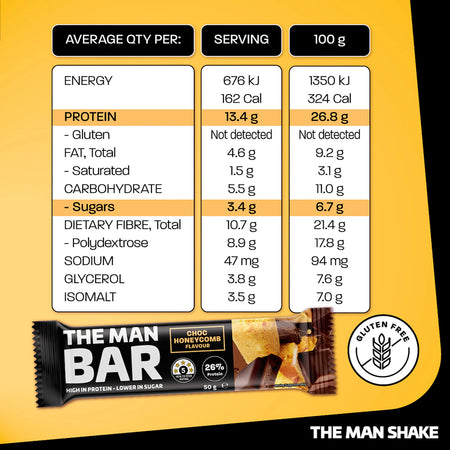 The Man Bar Choc Honeycomb 50g x 10 Pack