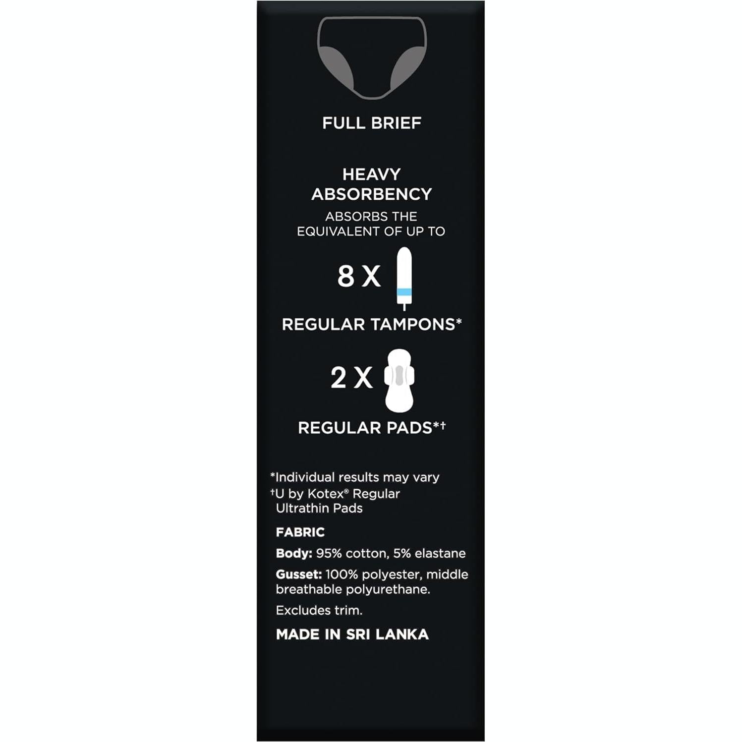 U by Kotex Brief Teen Size Y12-14