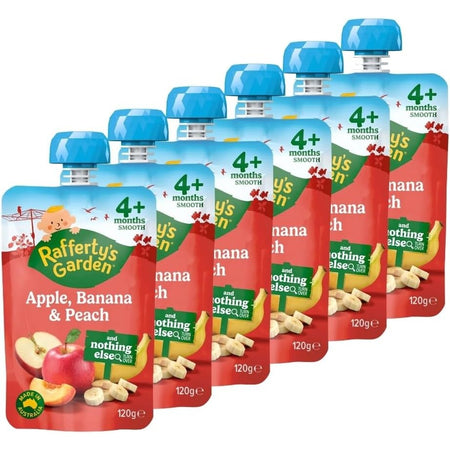 Rafferty’s Garden Apple, Banana & Peach 4m+ 120g Pack of 6