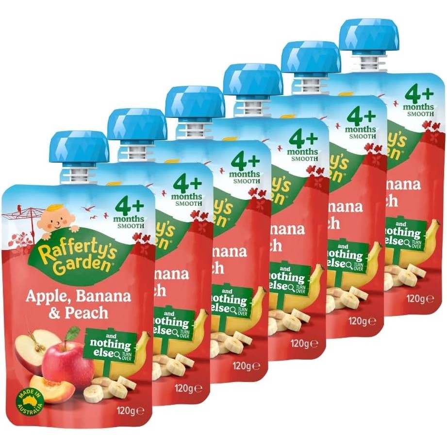 Rafferty’s Garden Apple, Banana & Peach 4m+ 120g Pack of 6