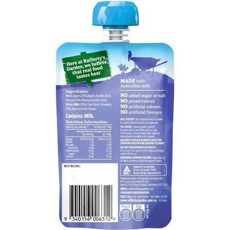 Rafferty's Garden Blueberry and Banana Custard Baby Food Pouch120g Pack of 6