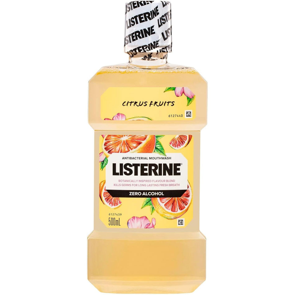 Listerine Zero Alcohol Antibacterial Mouthwash Citrus Fruits 500mL