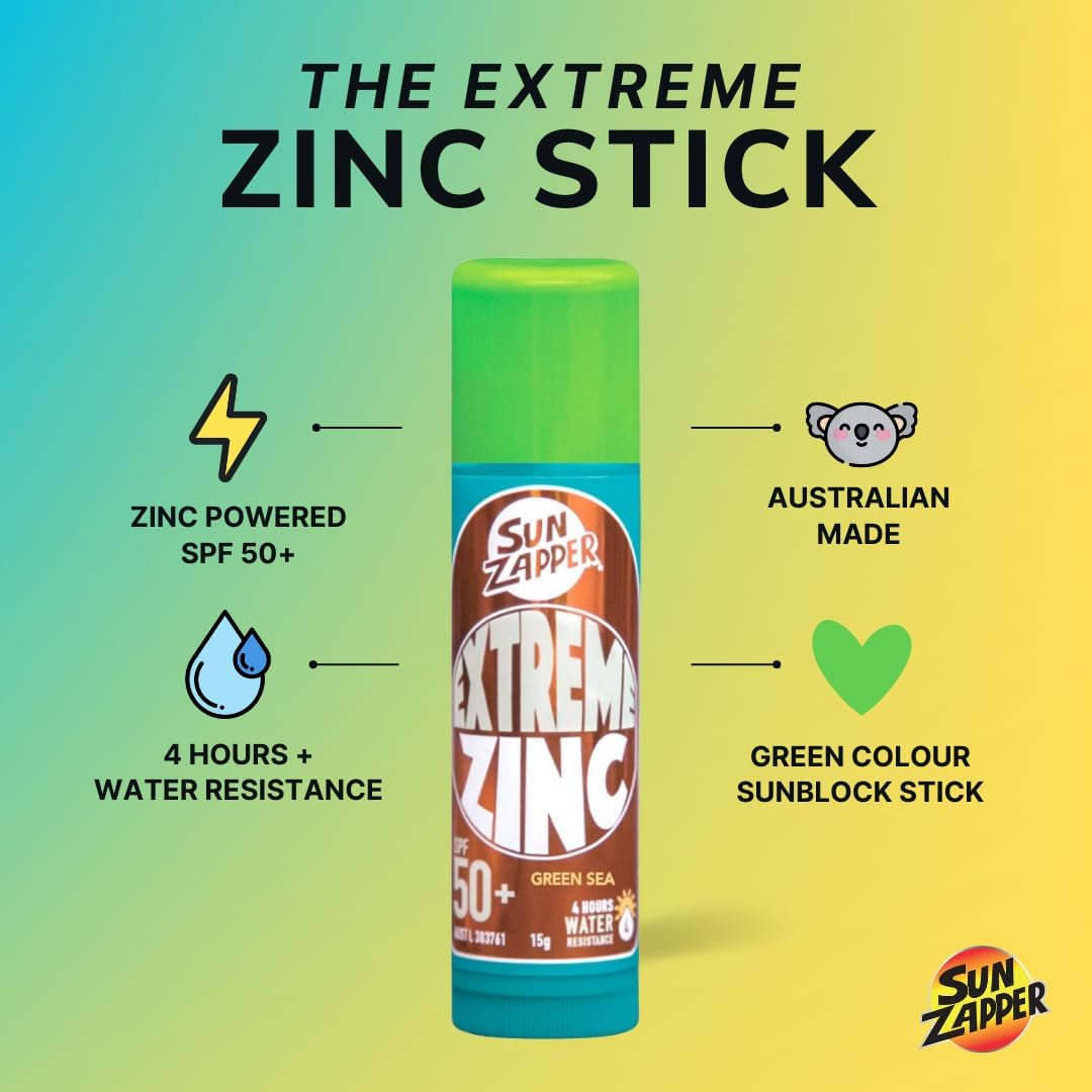 Sun Zapper Extreme Zinc Stick Green Sea 15g