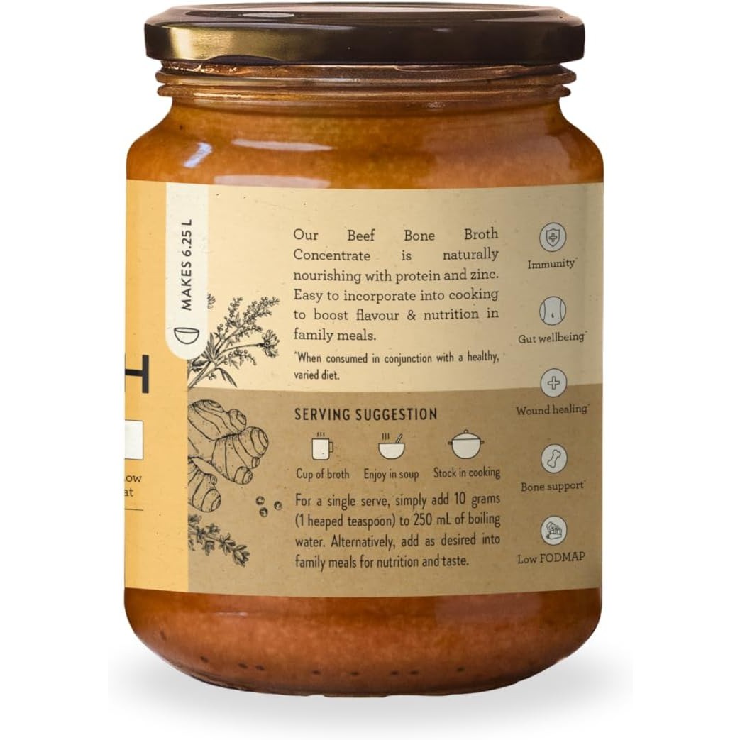 Nutra Organics Bone Broth Beef Concentrate Turmeric Ginger 250g