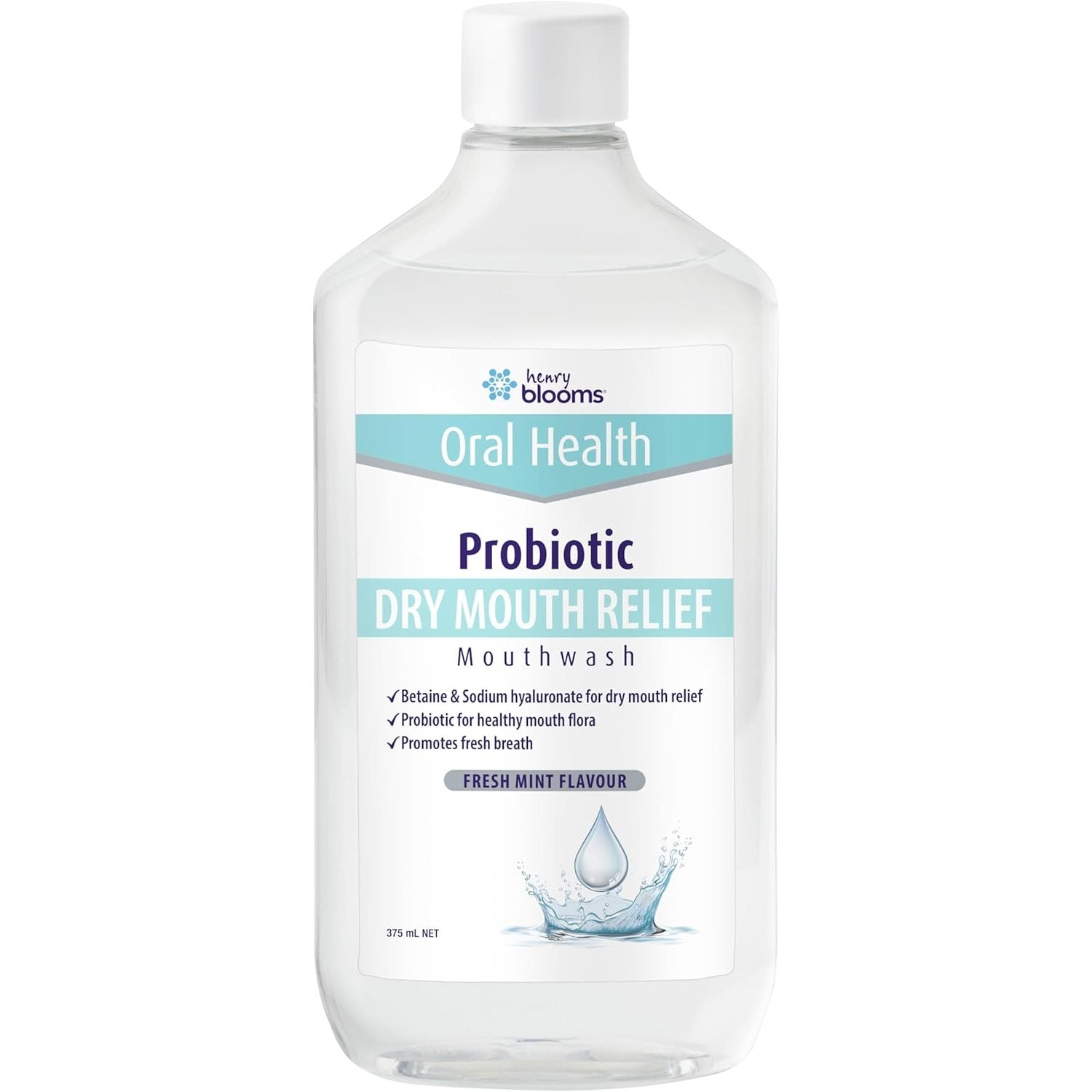 Henry Blooms Oral Health Probiotic Mouthwash Dry Mouth Relief Mint 375ml
