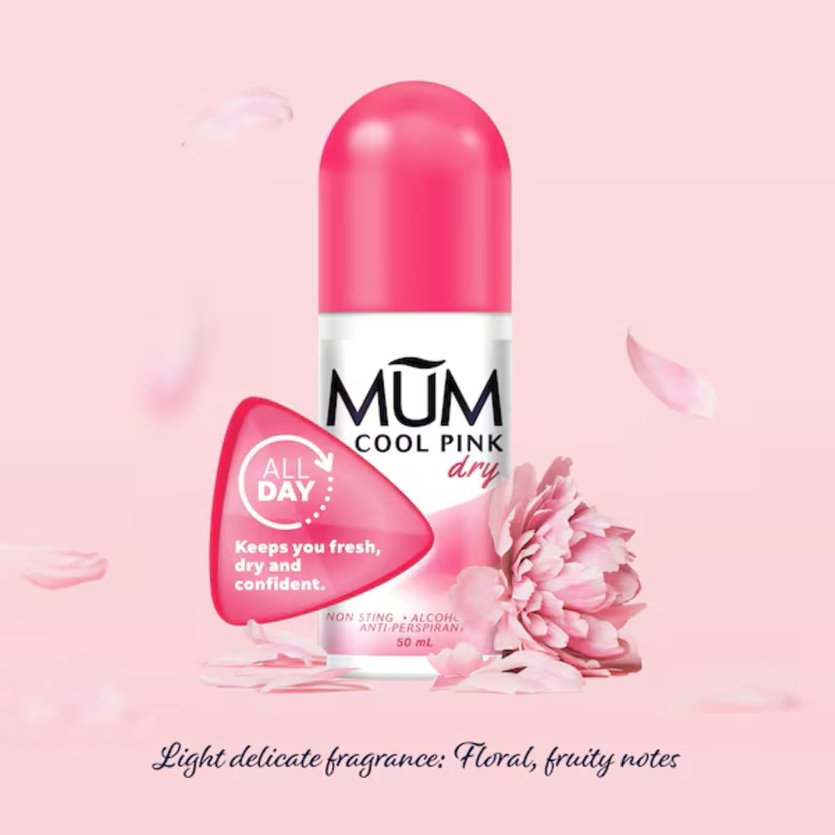 Mum Dry Antiperspirant Roll-on Deodorant Cool Pink 50ml