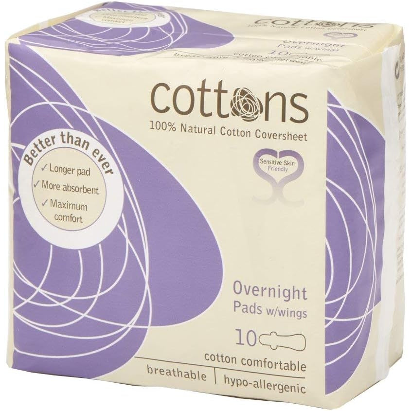 Cottons Overnight Pads With Wings 10 Pack