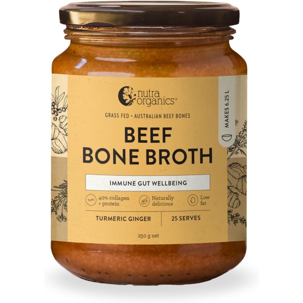 Nutra Organics Bone Broth Beef Concentrate Turmeric Ginger 250g