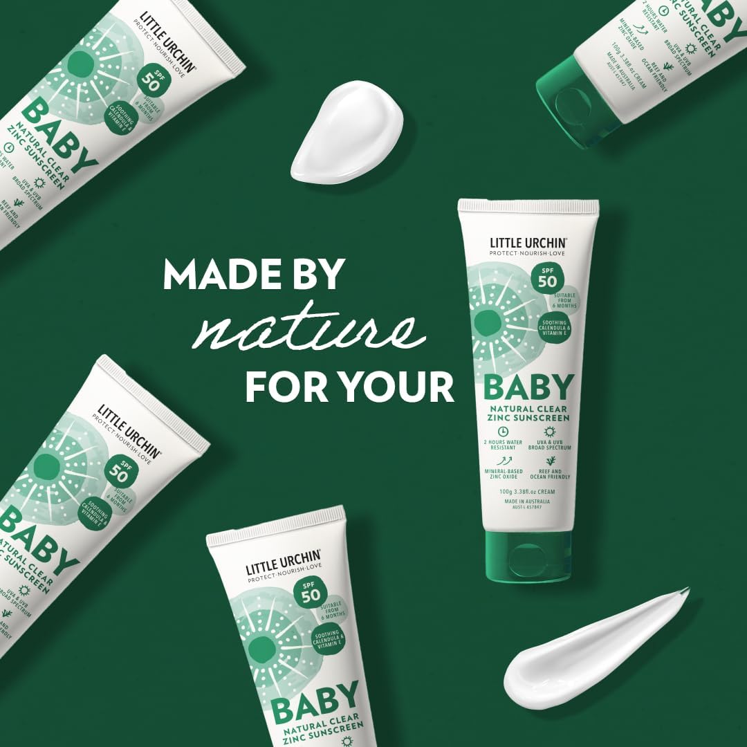 Little Urchin Natural Baby Sunscreen Clear Zinc Spf 50 100g