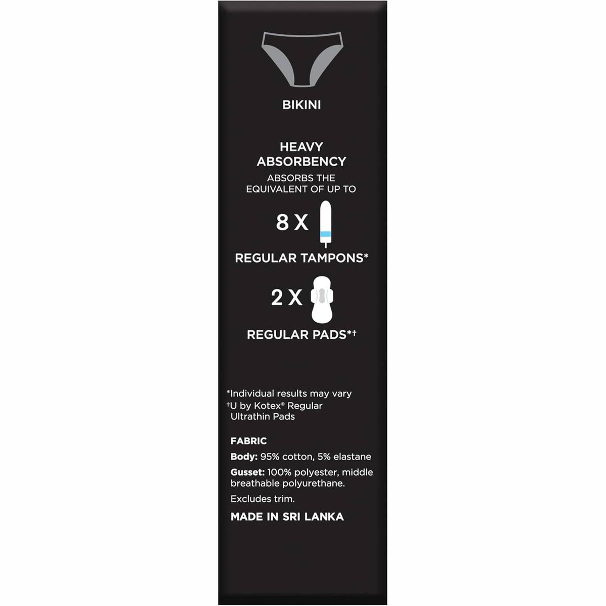 U by Kotex Bikini Size 6-8