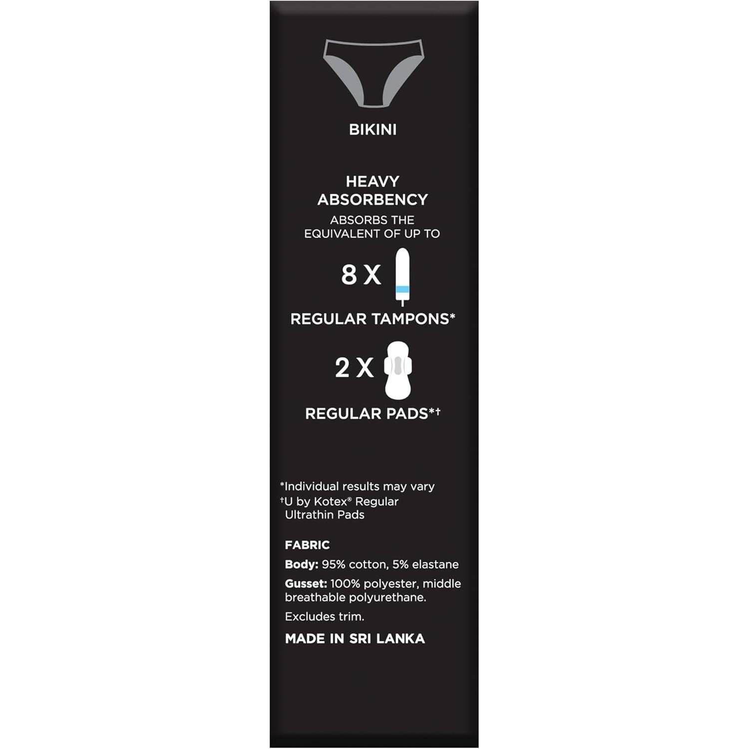 U by Kotex Bikini Size 6-8