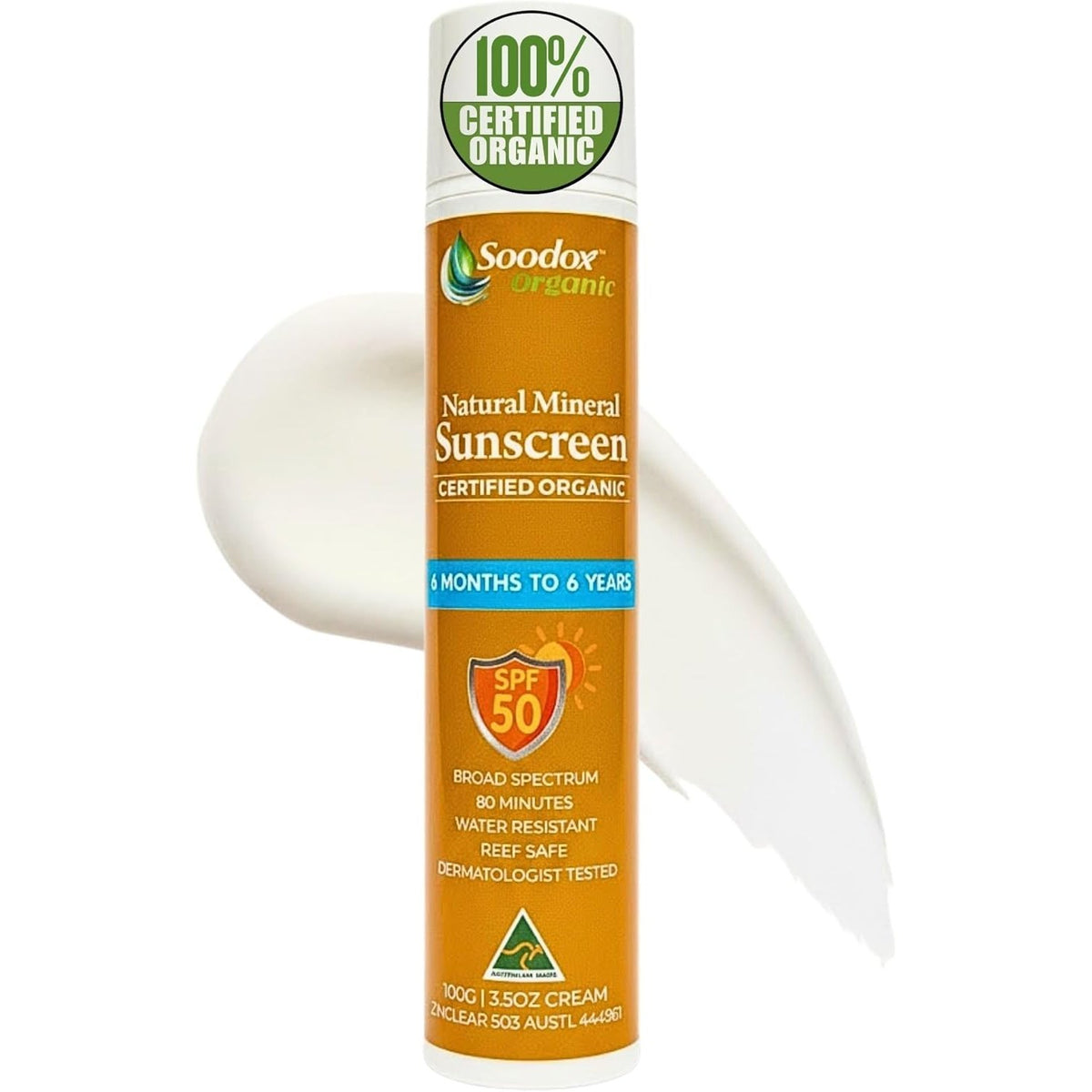 SOODOX Natural Mineral Sunscreen 6 Months to 6 Years SPF50 100g