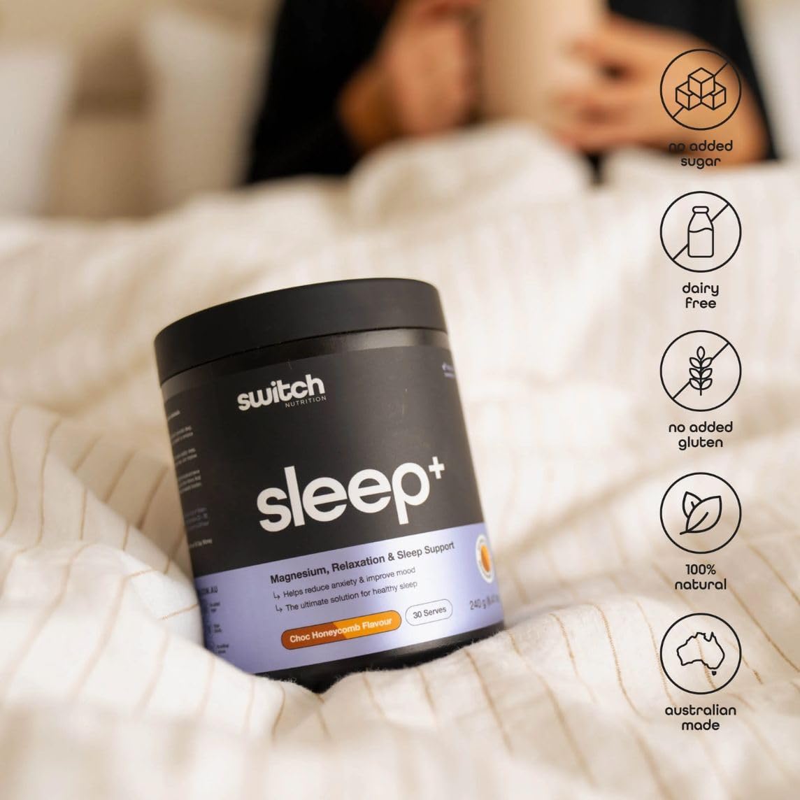 Switch Nutrition Sleep+ Magnesium Choc Honeycomb 240g