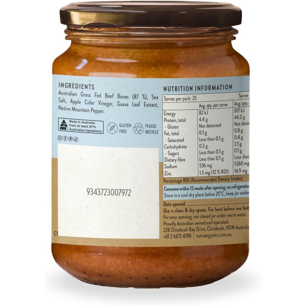 Nutra Organics Bone Broth Beef Concentrate Natural Beef 250g