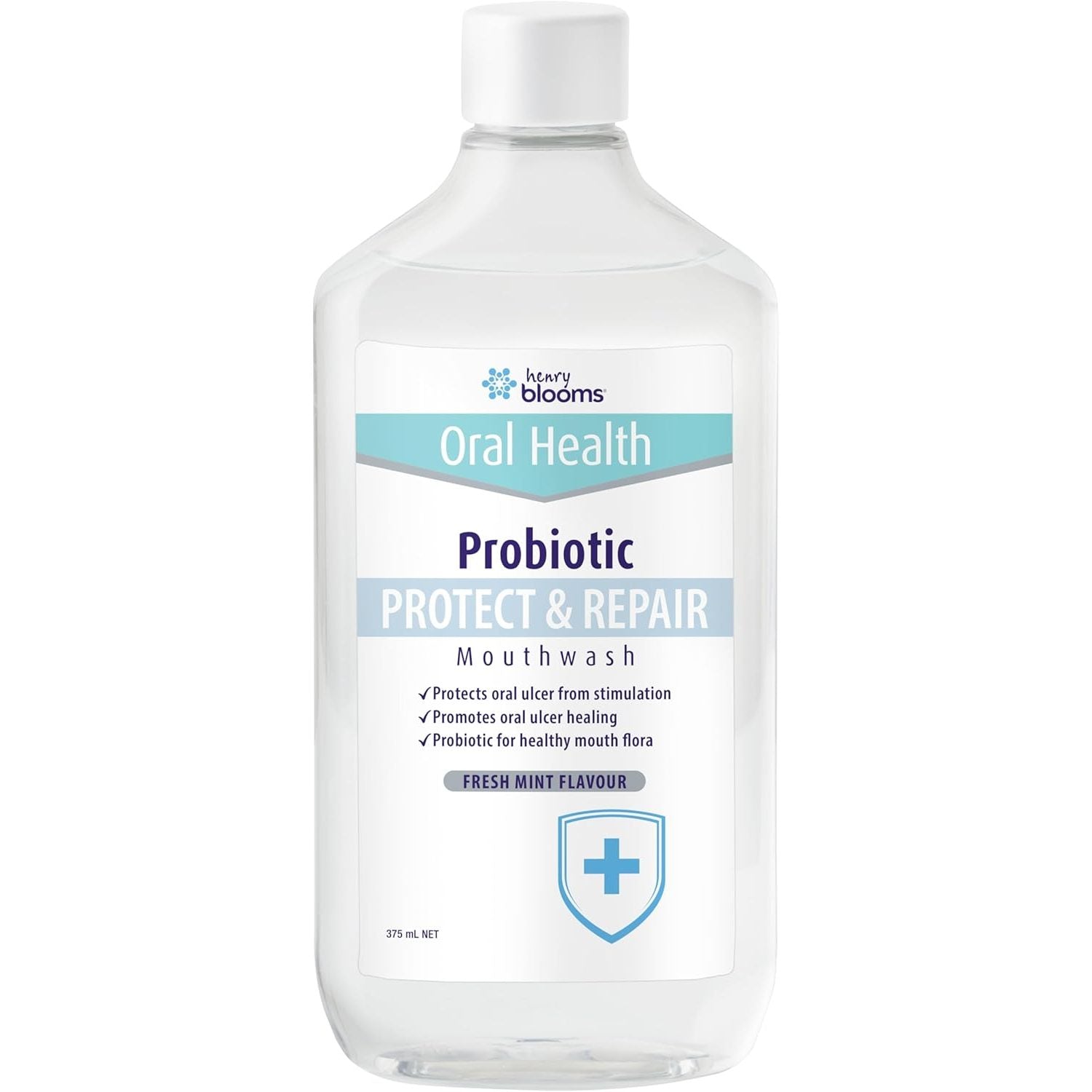Henry Blooms Oral Health Probiotic Mouthwash Protect Repair Mint 375ml