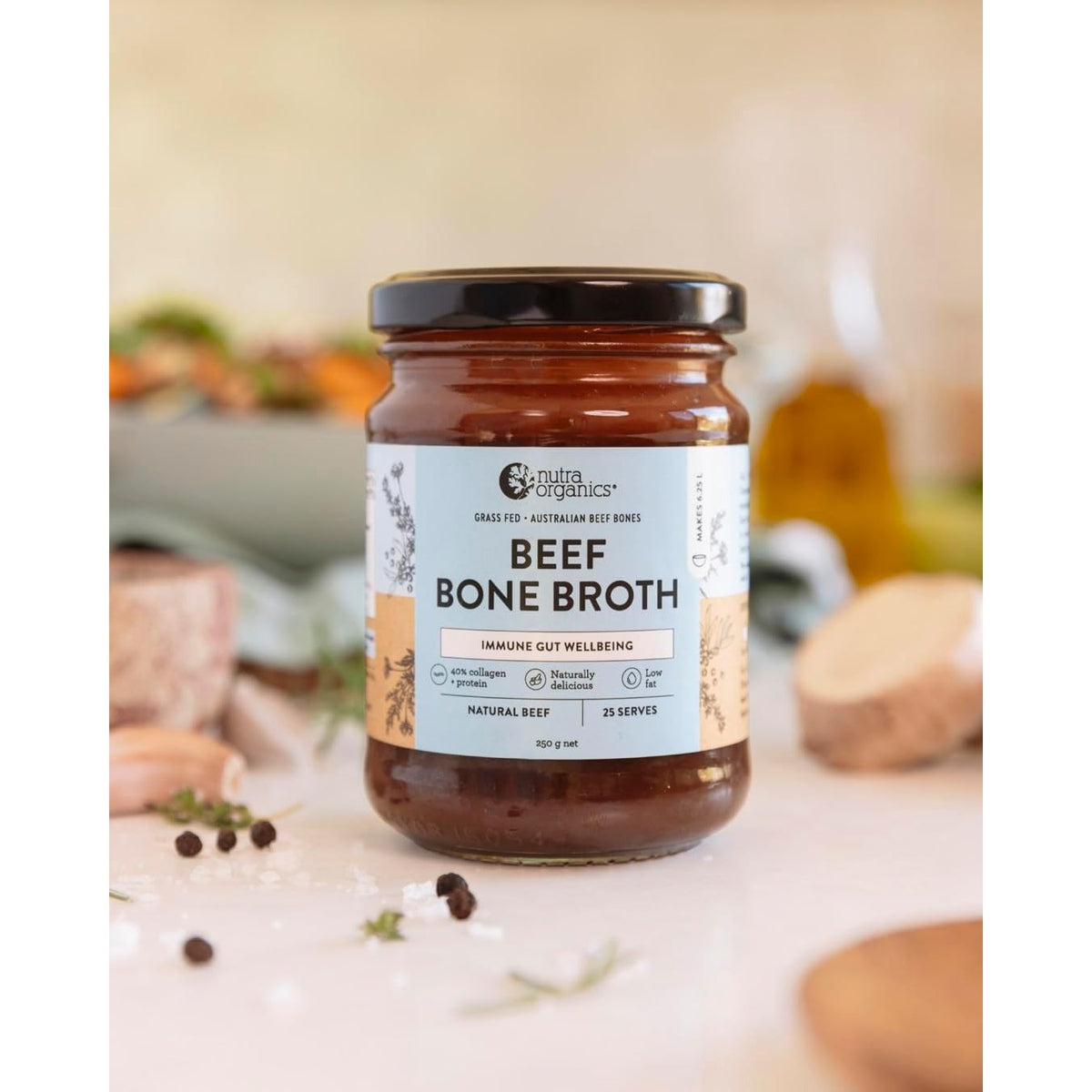 Nutra Organics Bone Broth Beef Concentrate Natural Beef 250g