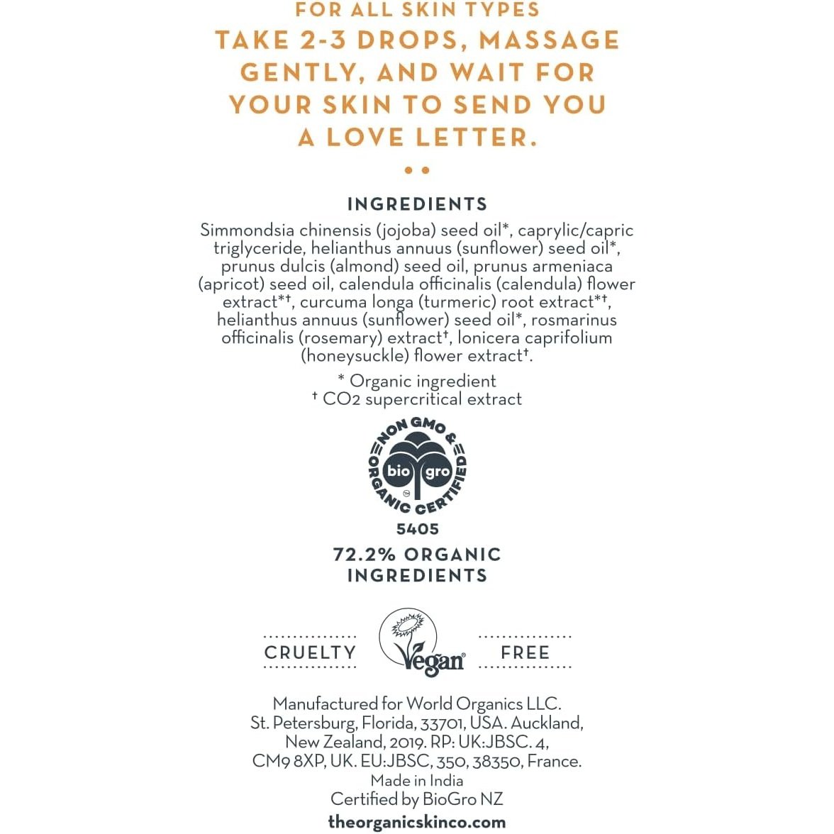 The Organic Skin Co Organic The Good Oil Face Oil Honeysuckle and Turmeric 30ml