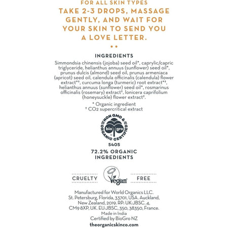 The Organic Skin Co Organic The Good Oil Face Oil Honeysuckle and Turmeric 30ml