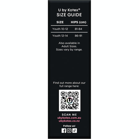 U by Kotex Brief Teen Size Y12-14
