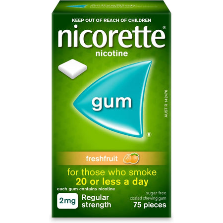 Nicorette Gum 2mg Fresh Fruit 75 Pieces