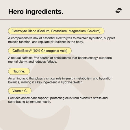 Switch Nutrition Hydrate Electrolytes No Added Sugar Assorted Flavours 20x6g