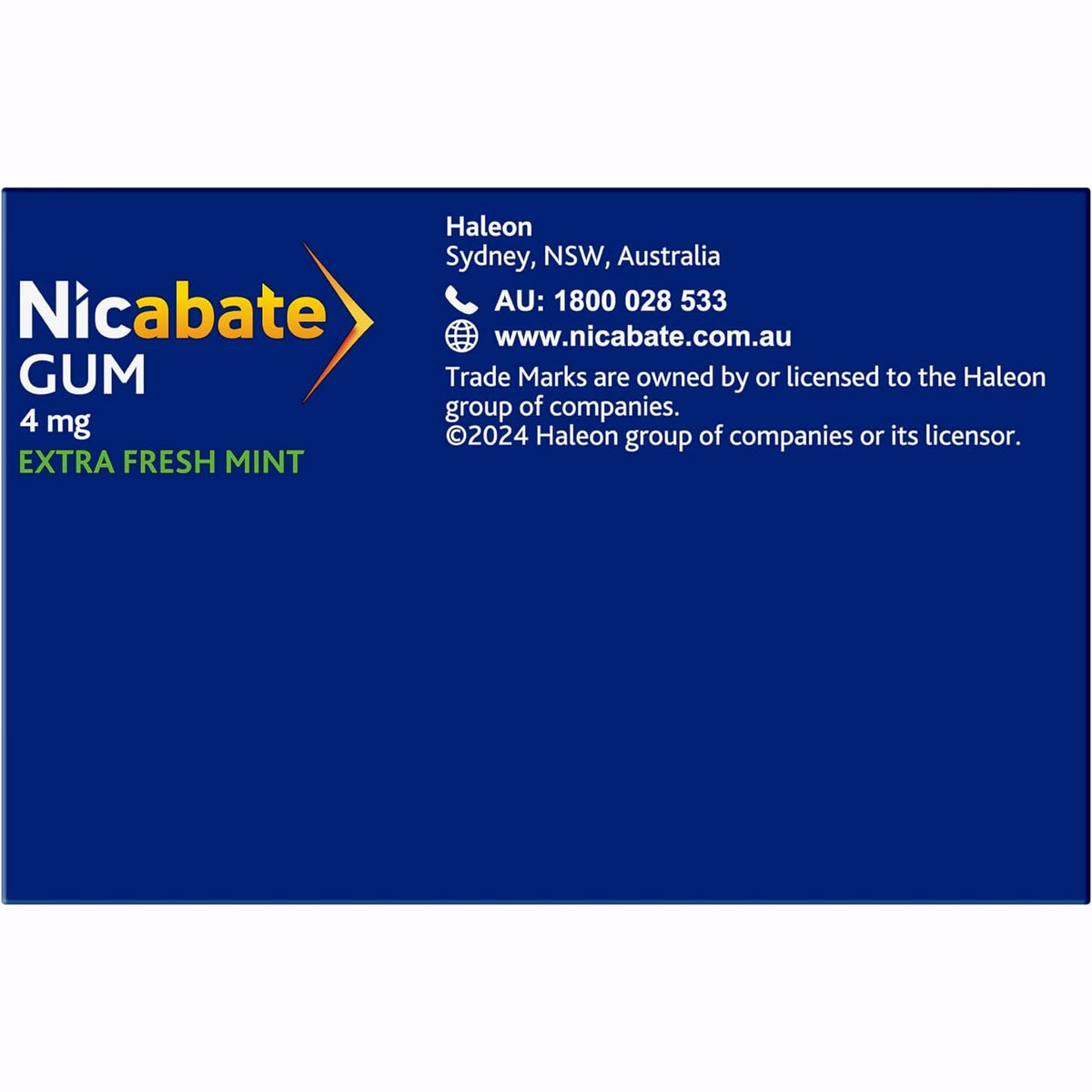 Nicabate Extra Fresh Mint Gum Quit Smoking 4mg 100 Pack