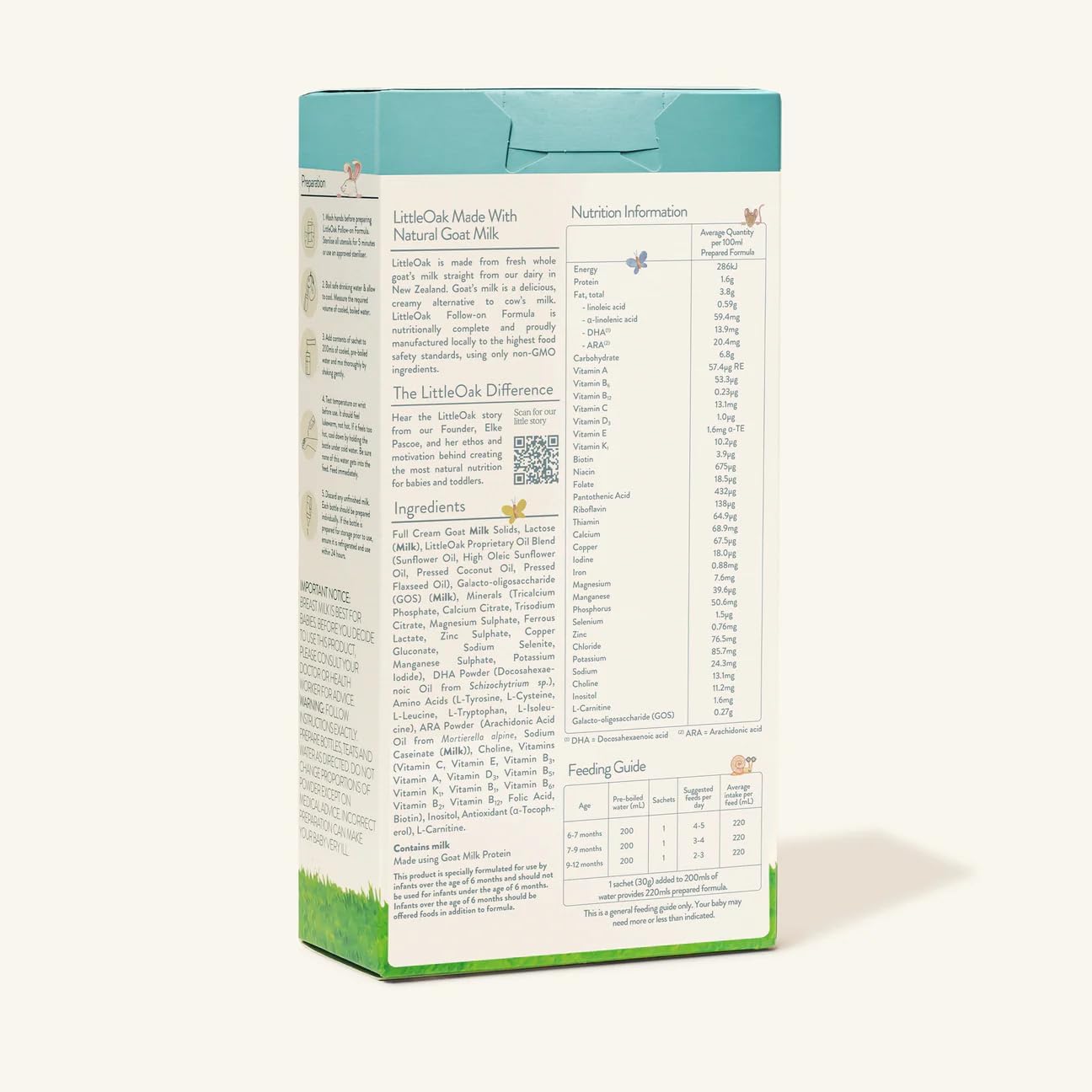 Littleoak Natural Goat Milk Formula 6 X 30g Sachets