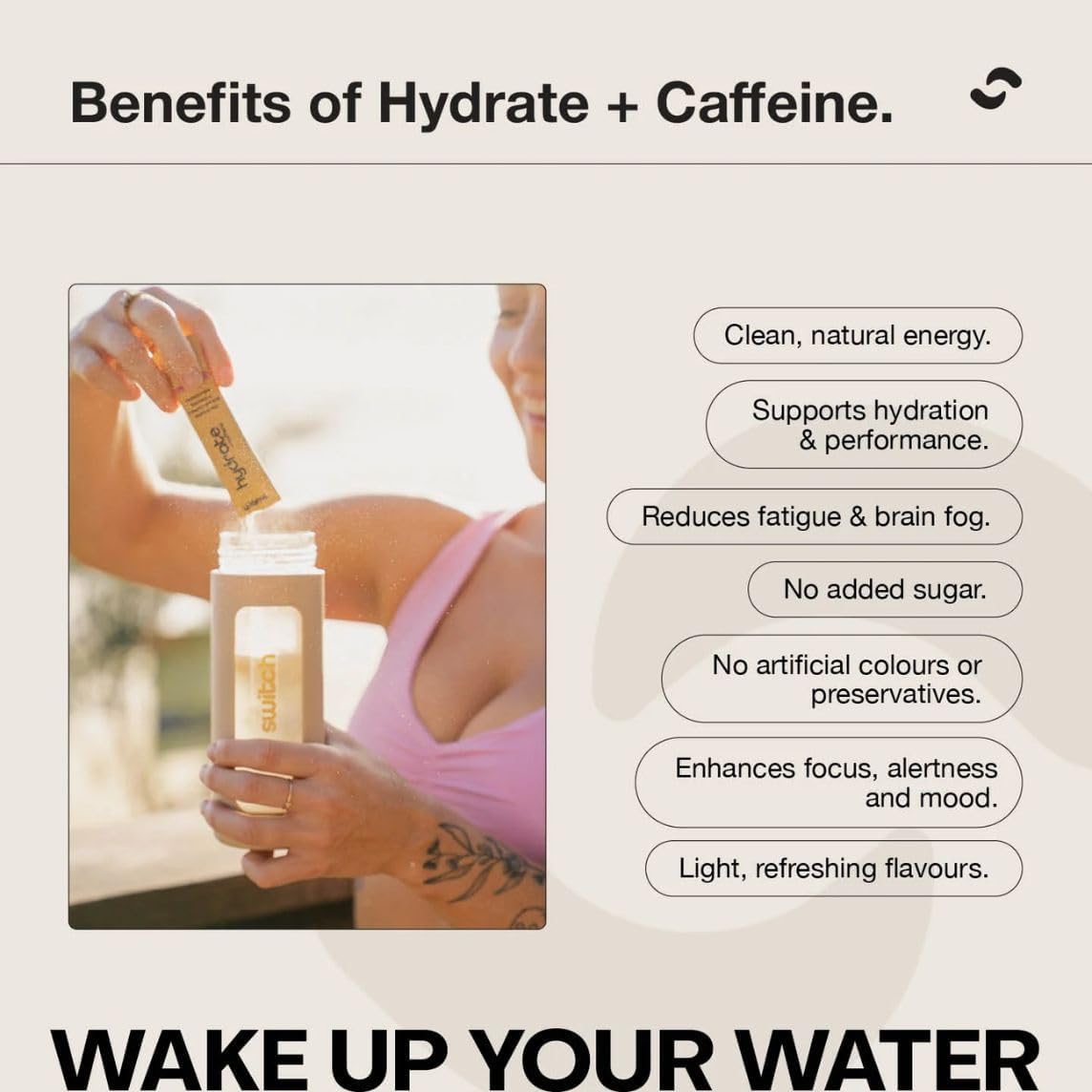 Switch Nutrition Hydrate + Caffeine Sachets Mango Passionfruit 20x6g