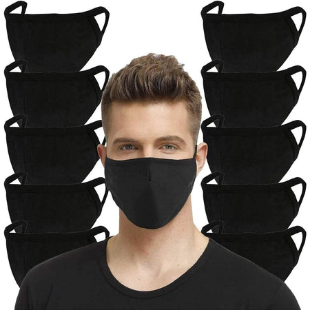 Lovercare Fabric Face Mask Black 10 Pack