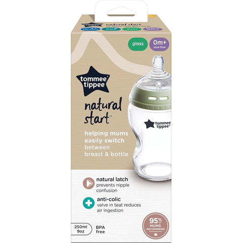 Tommee Tippee Natural start GLASS BOTTLE SLOW TEAT 1X 250ML