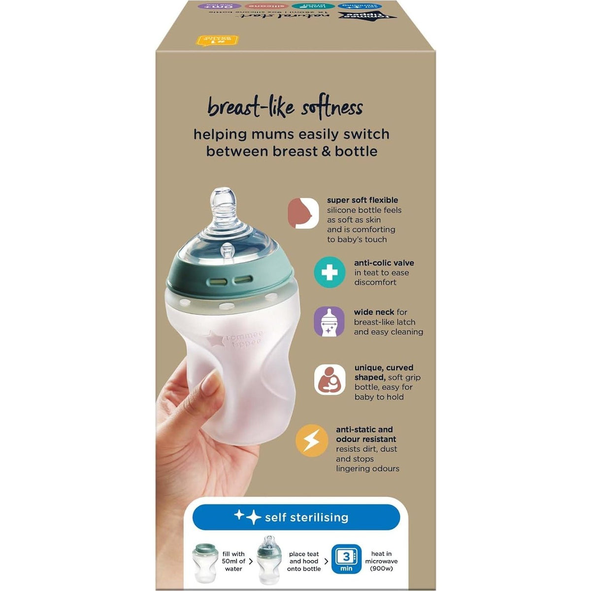 Tommee Tippee Natural Start Silicone Baby Bottle 260ml 1 pack