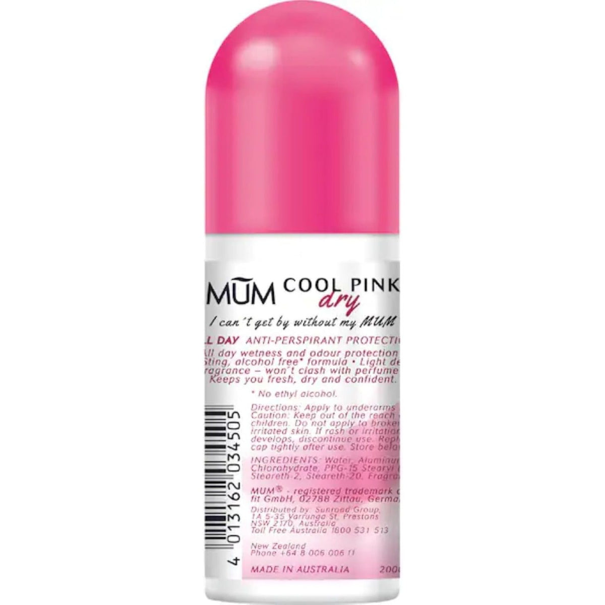 Mum Dry Antiperspirant Roll-on Deodorant Cool Pink 50ml