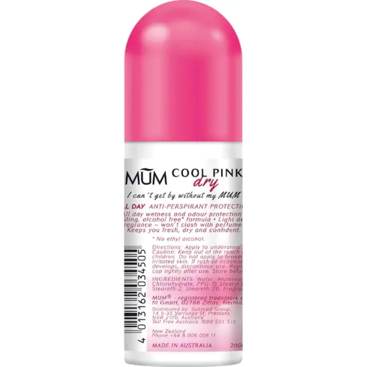 Mum Dry Antiperspirant Roll-on Deodorant Cool Pink 50ml
