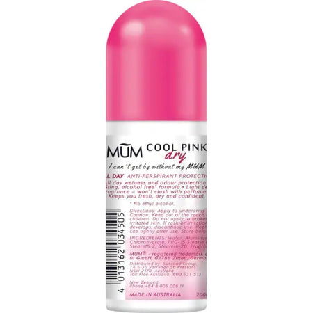 Mum Dry Antiperspirant Roll-on Deodorant Cool Pink 50ml