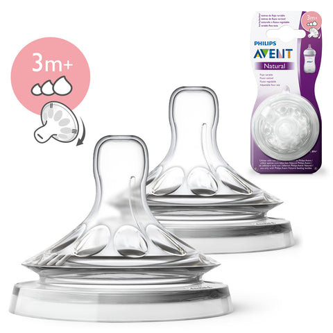 Avent Natural Variable Flow Teats 3m+ 2 Pack