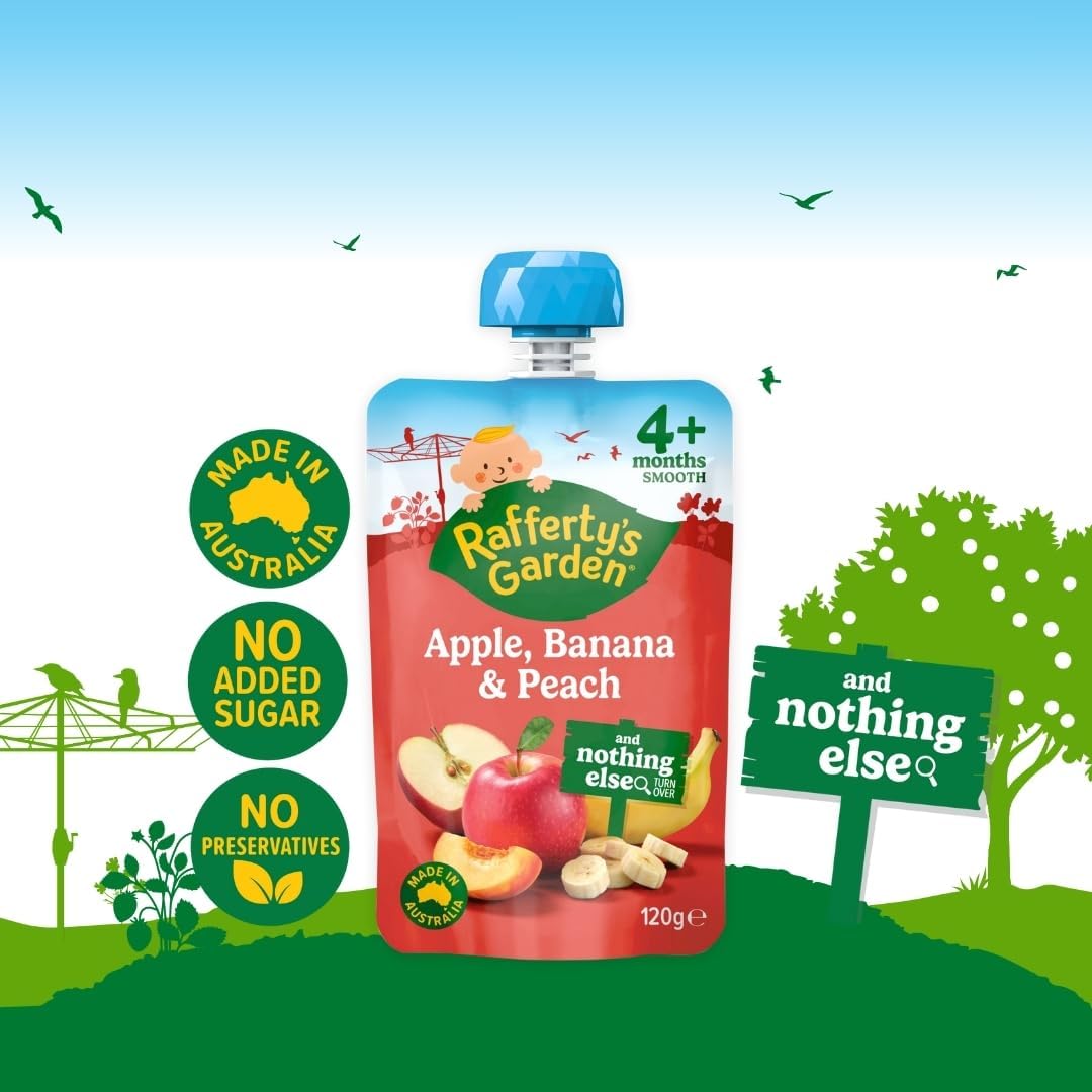 Rafferty’s Garden Apple, Banana & Peach 4m+ 120g Pack of 6