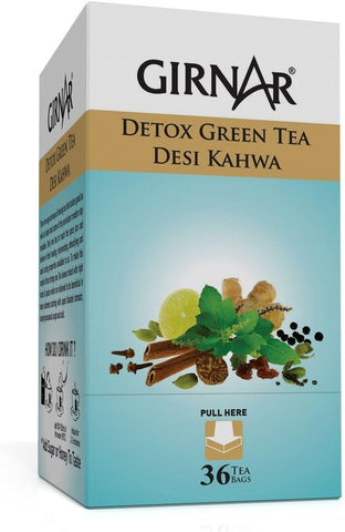 Girnar Detox Green Desi Kahwa (green tea) - 36 Teabags (Pack of 2)