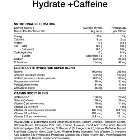 Switch Nutrition Hydrate + Caffeine Mango Passionfruit 300g
