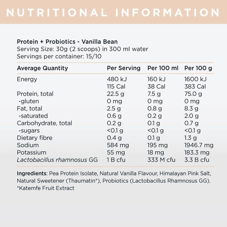 JShealth Protein + Probiotics Vanilla Bean 300g