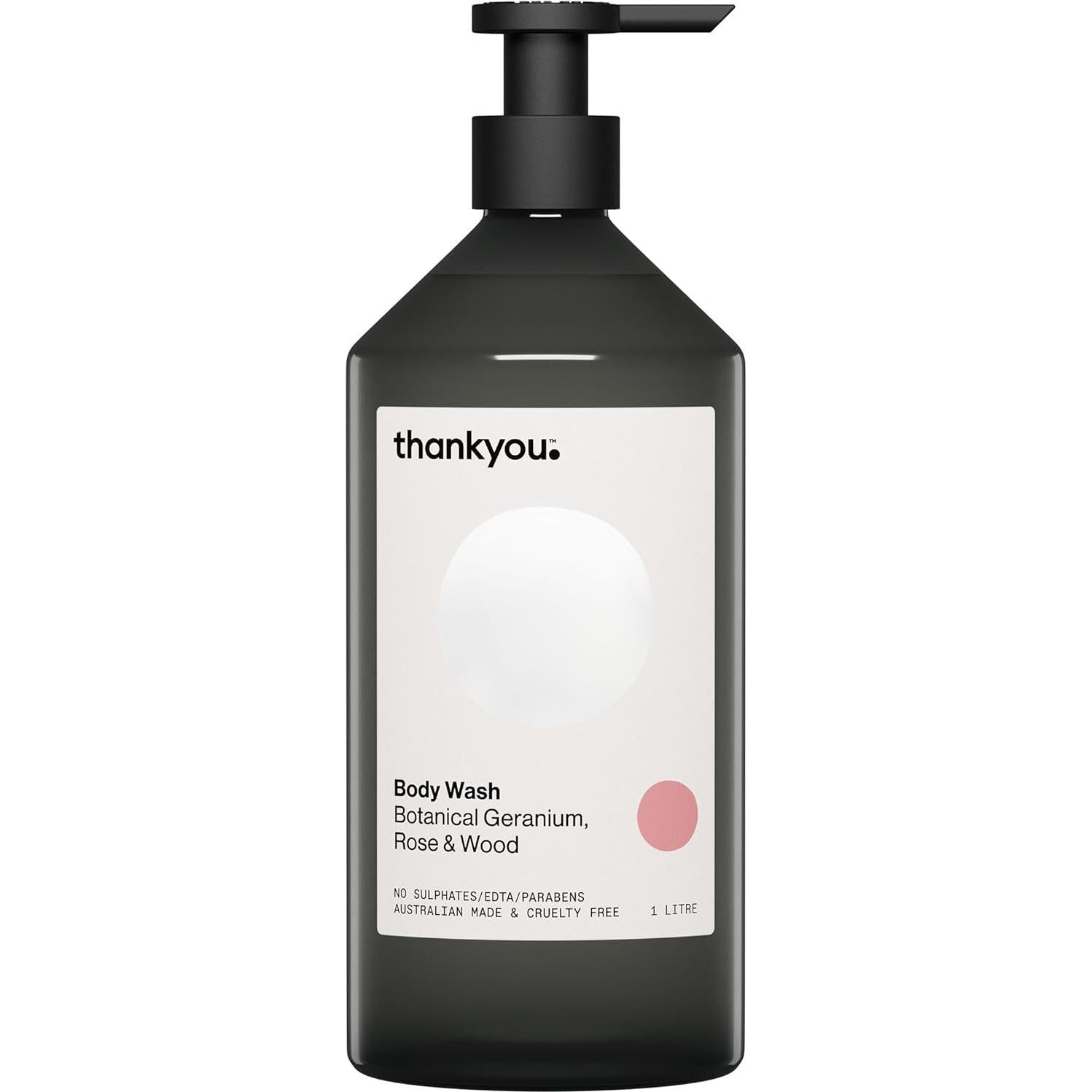 Thankyou Body Wash Botanical Geranium Rose & Wood 1L