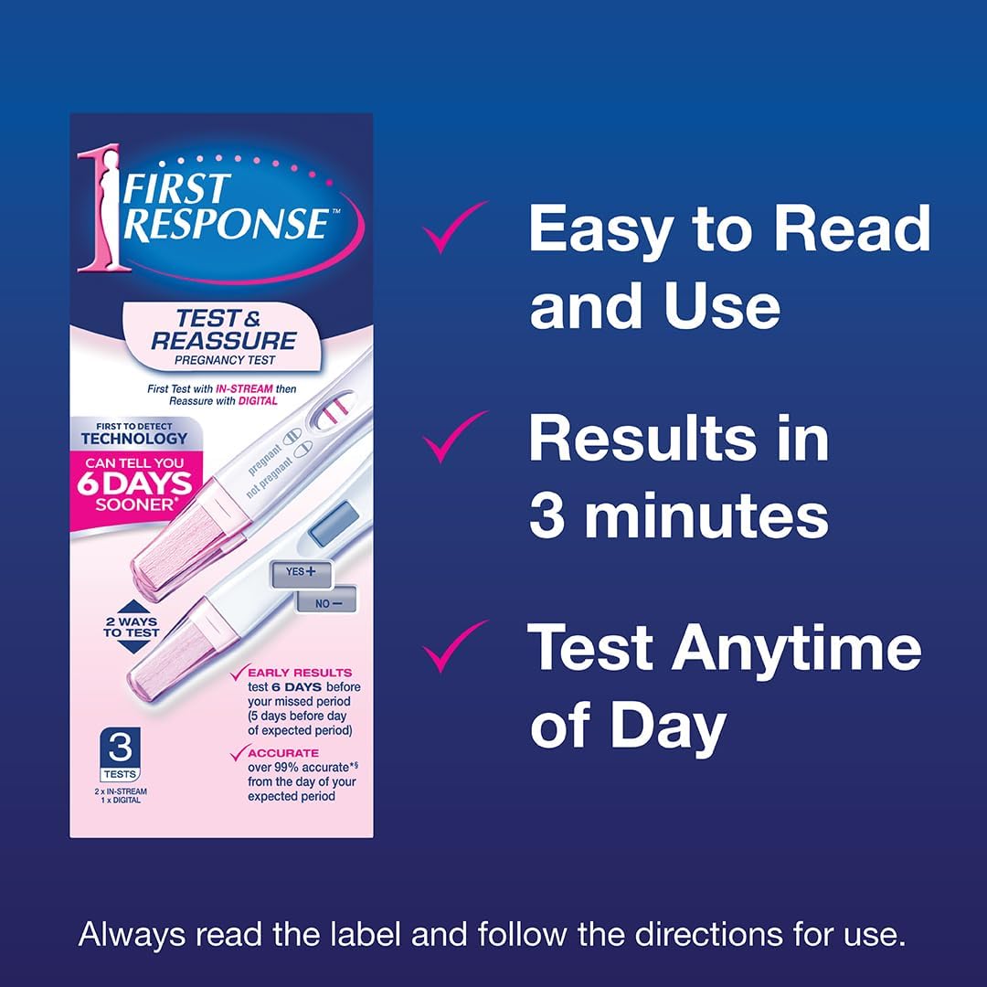 First Response Test & Reassure 3 Pregnancy Tests 2 In-Stream & 1 Digital