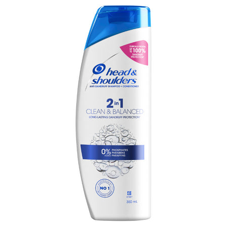 Head & Shoulders Clean & Balanced 2in1 Anti Dandruff Shampoo and Conditioner for Clean Scalp 350ml