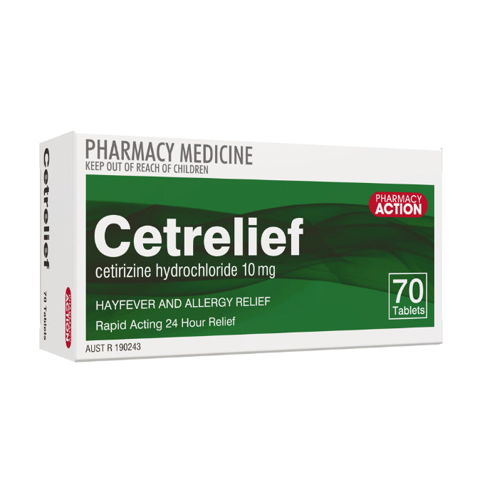 Pharmacy Action Cetrelief 10mg 70 Tablets