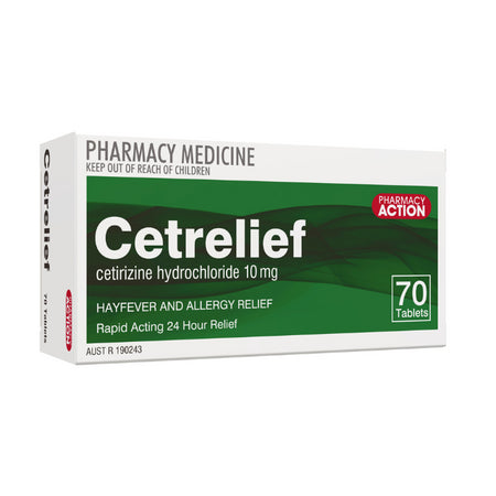 Pharmacy Action Cetrelief 10mg 70 Tablets