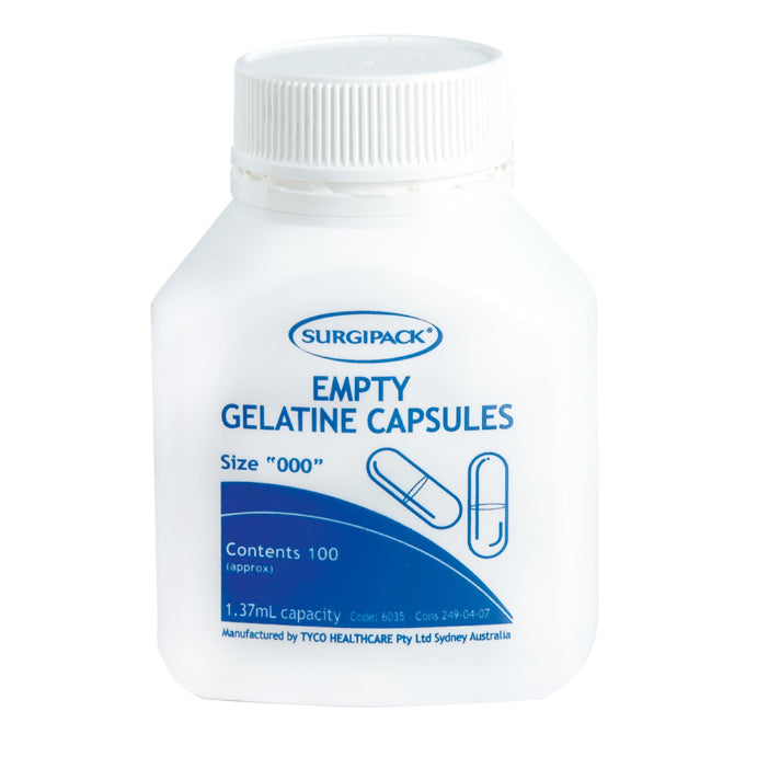 Surgipack Empty Gelatine Size 000 100 Capsules