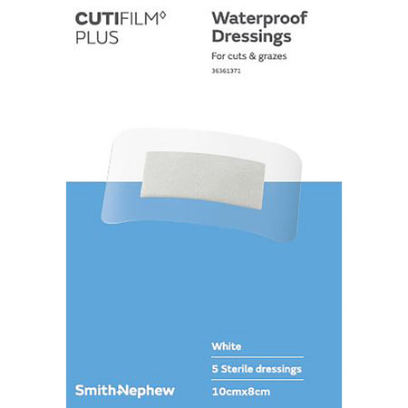 Cutifilm Plus Waterproof Dressings 8cm X 10cm 5 Pack