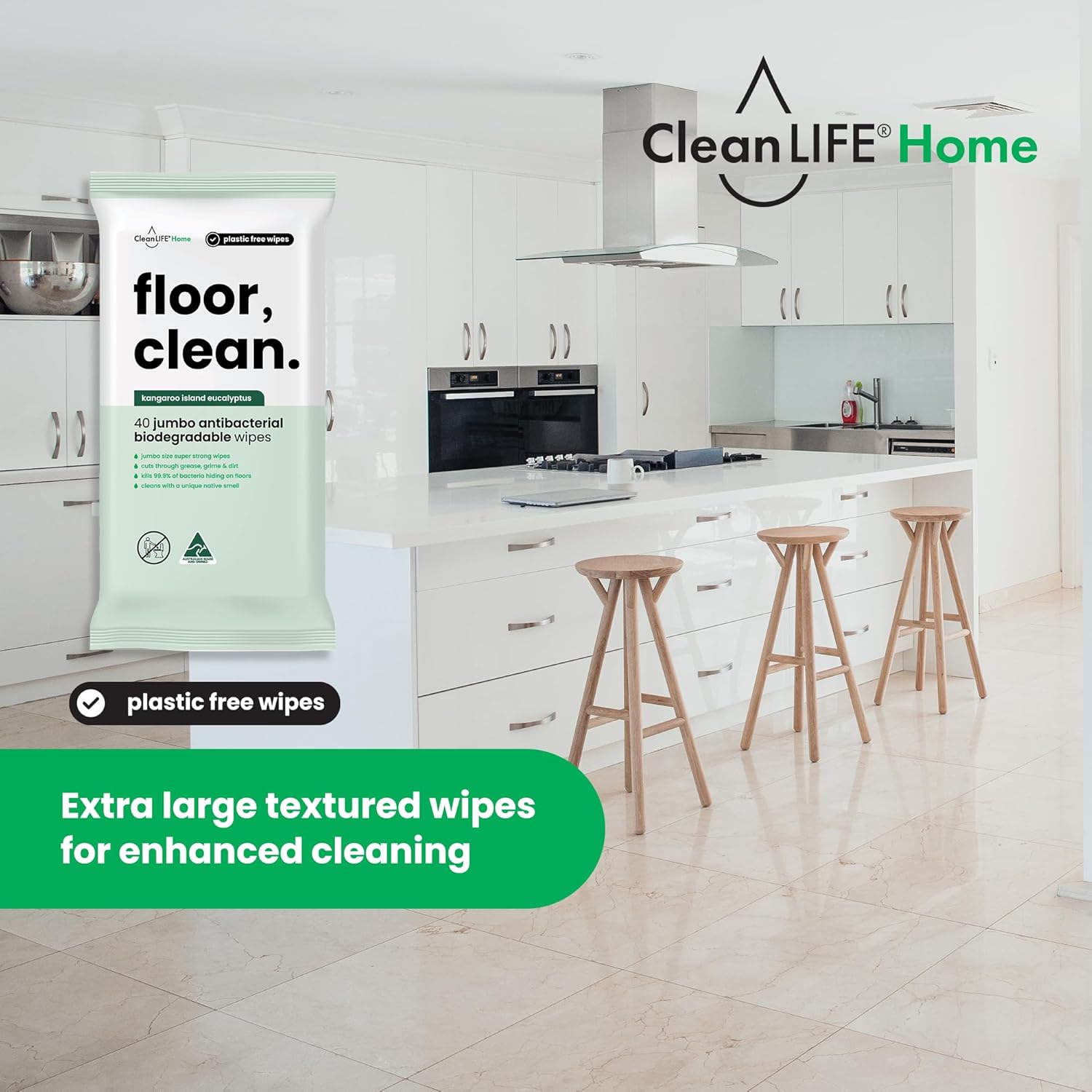 CleanLIFE Floor Clean Wipes 40pk