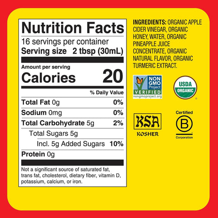 Bragg Apple Cider Vinegar Pineapple Turmeric 473ml