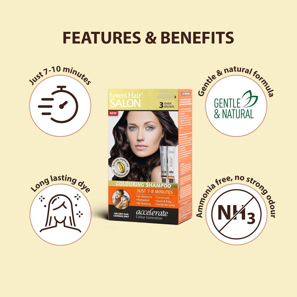 Lovercare Hair Salon Color Shampoo 3 Dark Brown 1 Pack